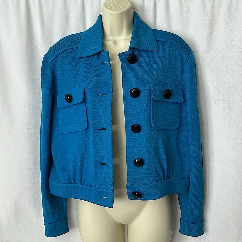 St. John Gorgeous Cobalt Blue Front Button Jacket Coat **Size S** 🌺🌺 - Picture 2 of 5